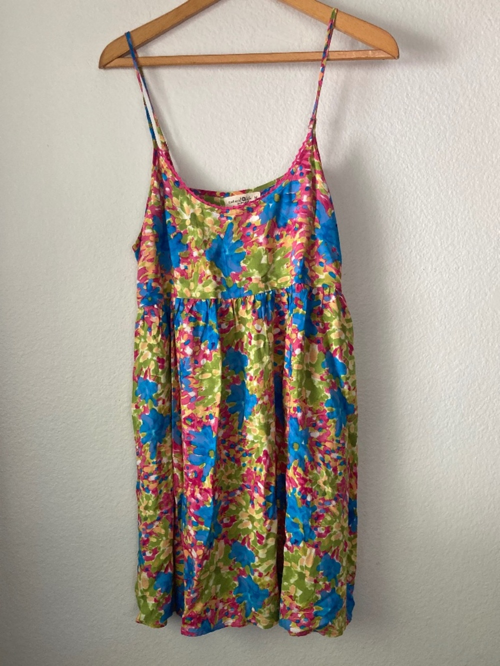 Natural Life Gigi Babydoll Mini Dress Floral Hippie Boho Medium Sleeveless
